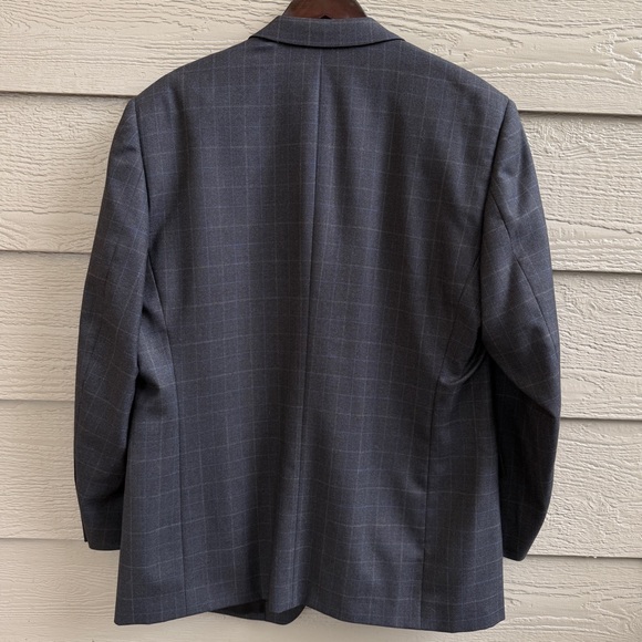 Pronto Uomo Men 46" Chest  Dark Gray Blue Plaid‎ Wool Sport Coat Jacket Blazer - Picture 4 of 14